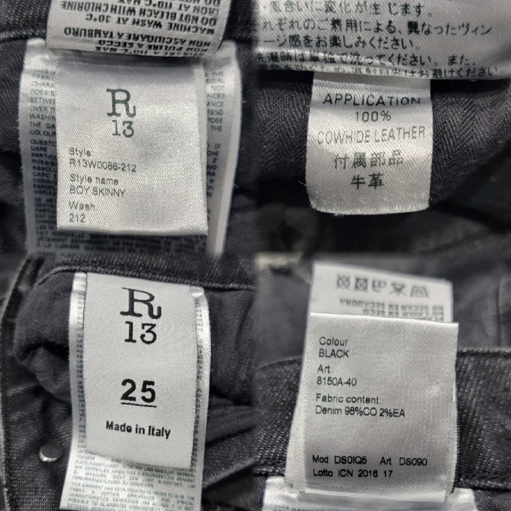 R13 Distressed Boy Skinny Ripped in Black Gray Medium Rise R13W0088 212 Jeans 25 - Picture 12 of 16